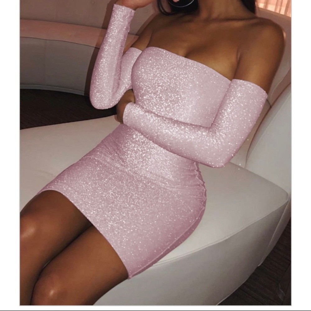 Pink sparkle mini dress